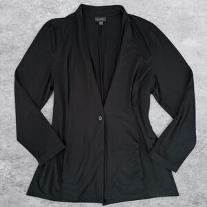 J Jill Black Knit Blazer Women Large Single Button Shawl Collar Jacket